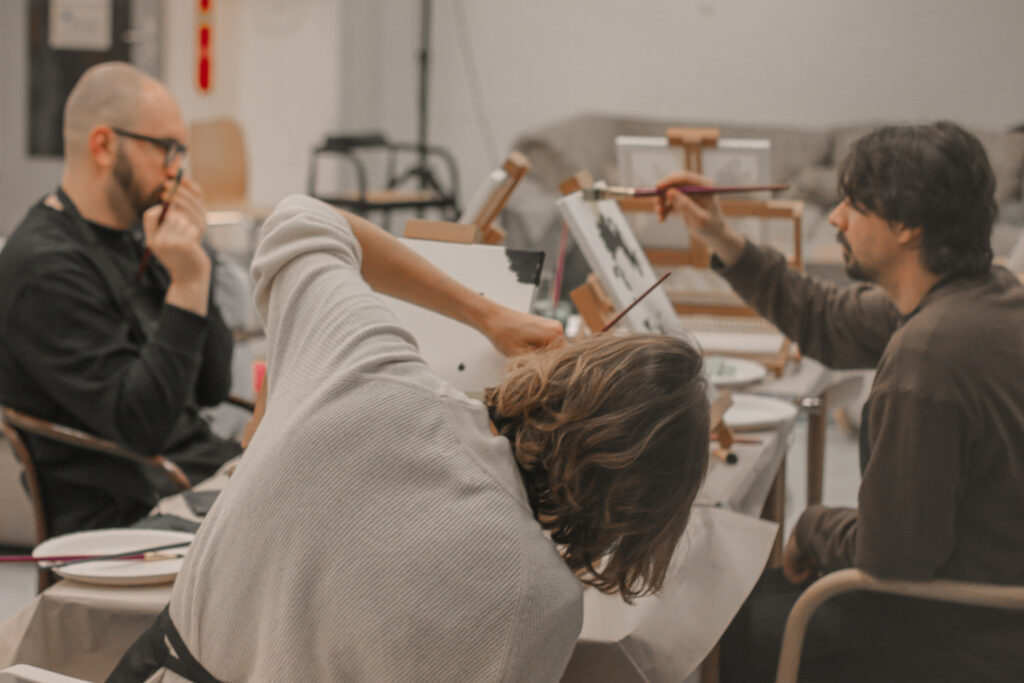 group painting together